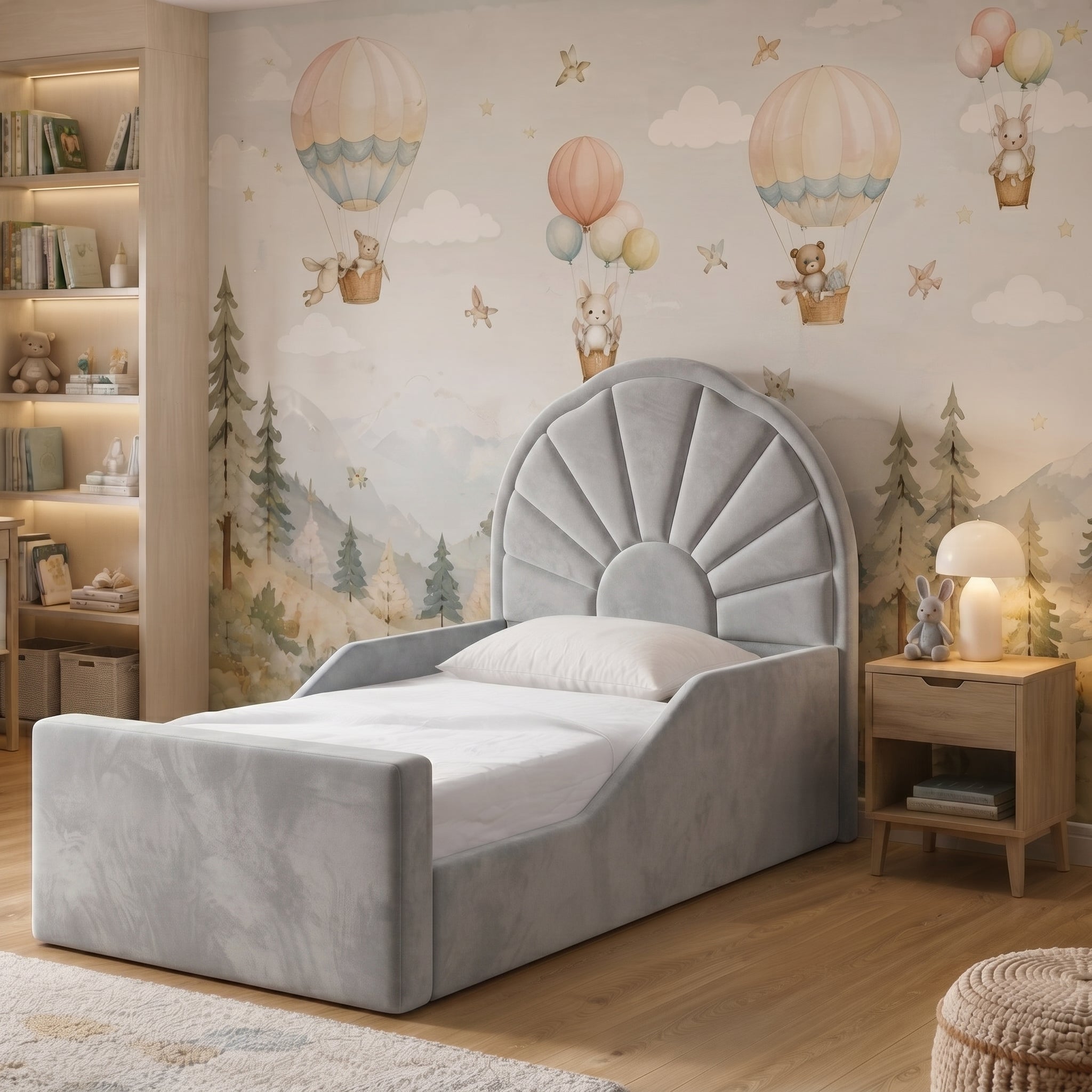Scalloped Fan Panel Upholstered Kids Bed
