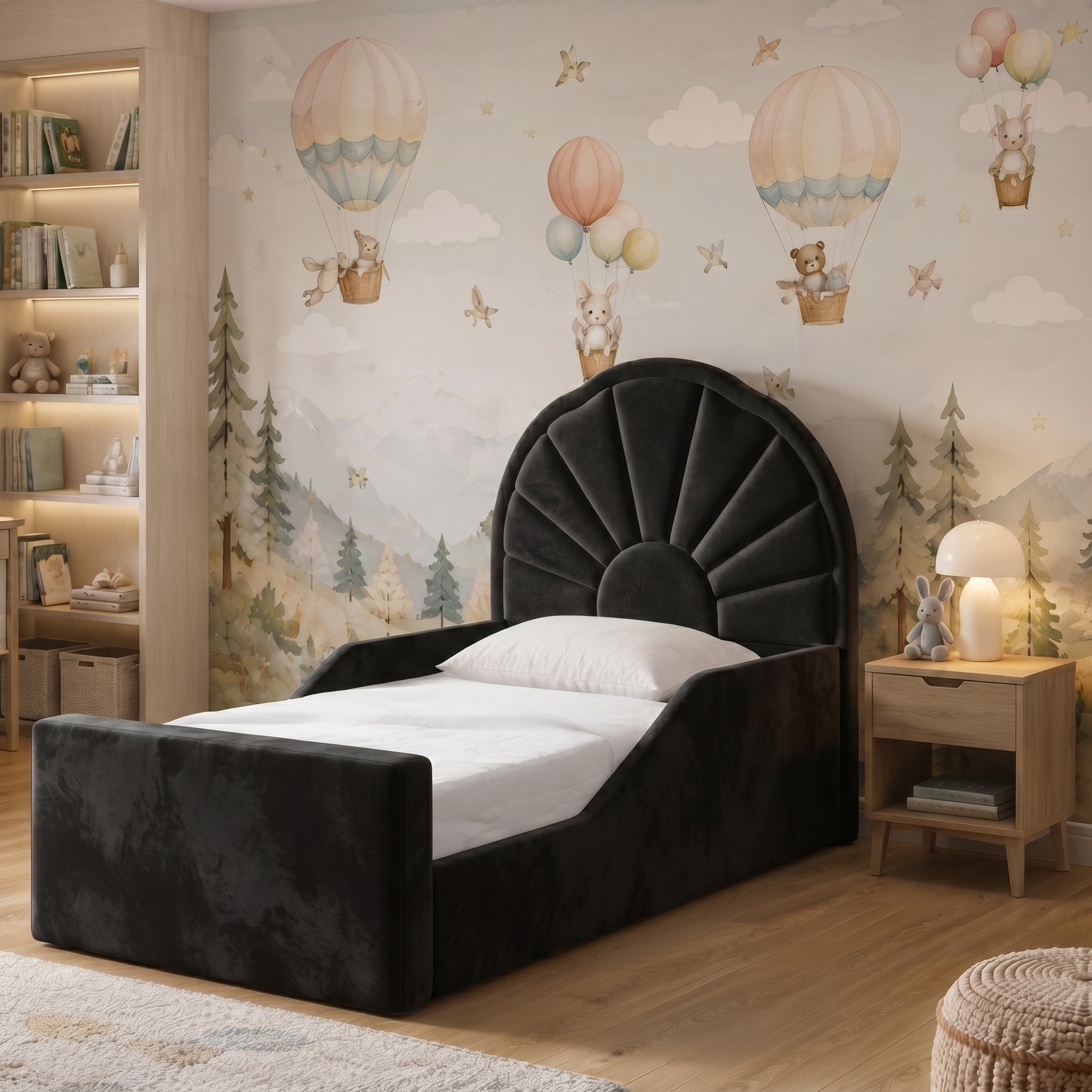 Scalloped Fan Panel Upholstered Kids Bed
