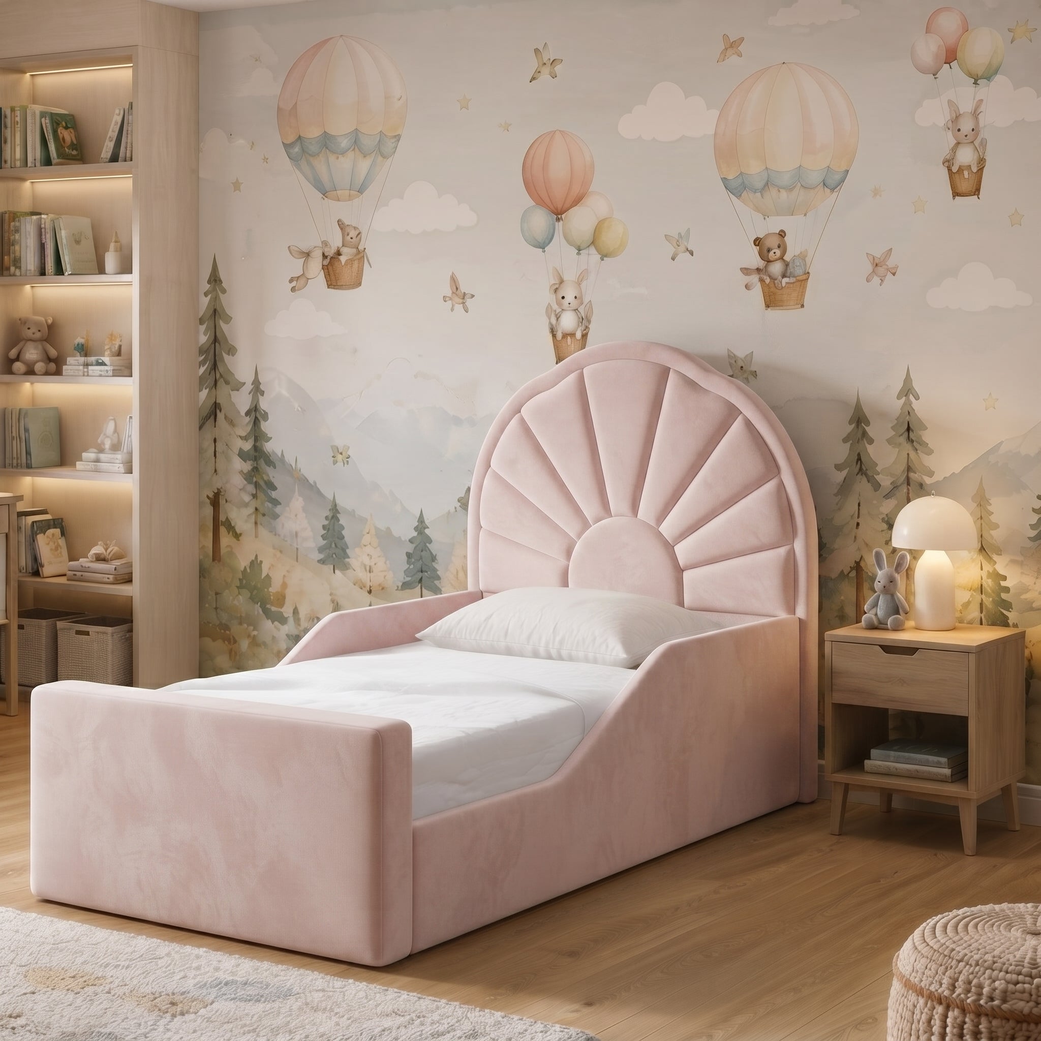 Scalloped Fan Panel Upholstered Kids Bed
