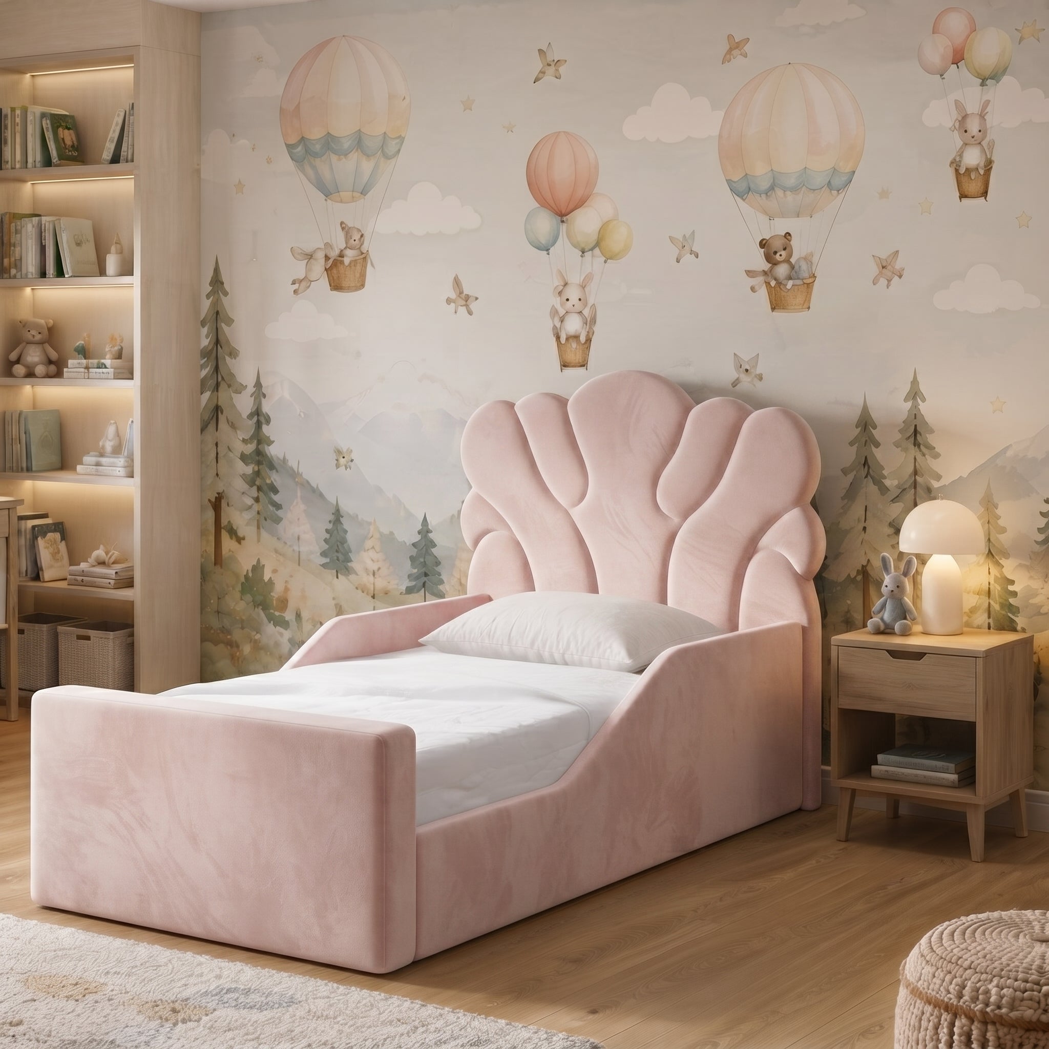 Scalloped Shell Panel Upholstered Kids Bed