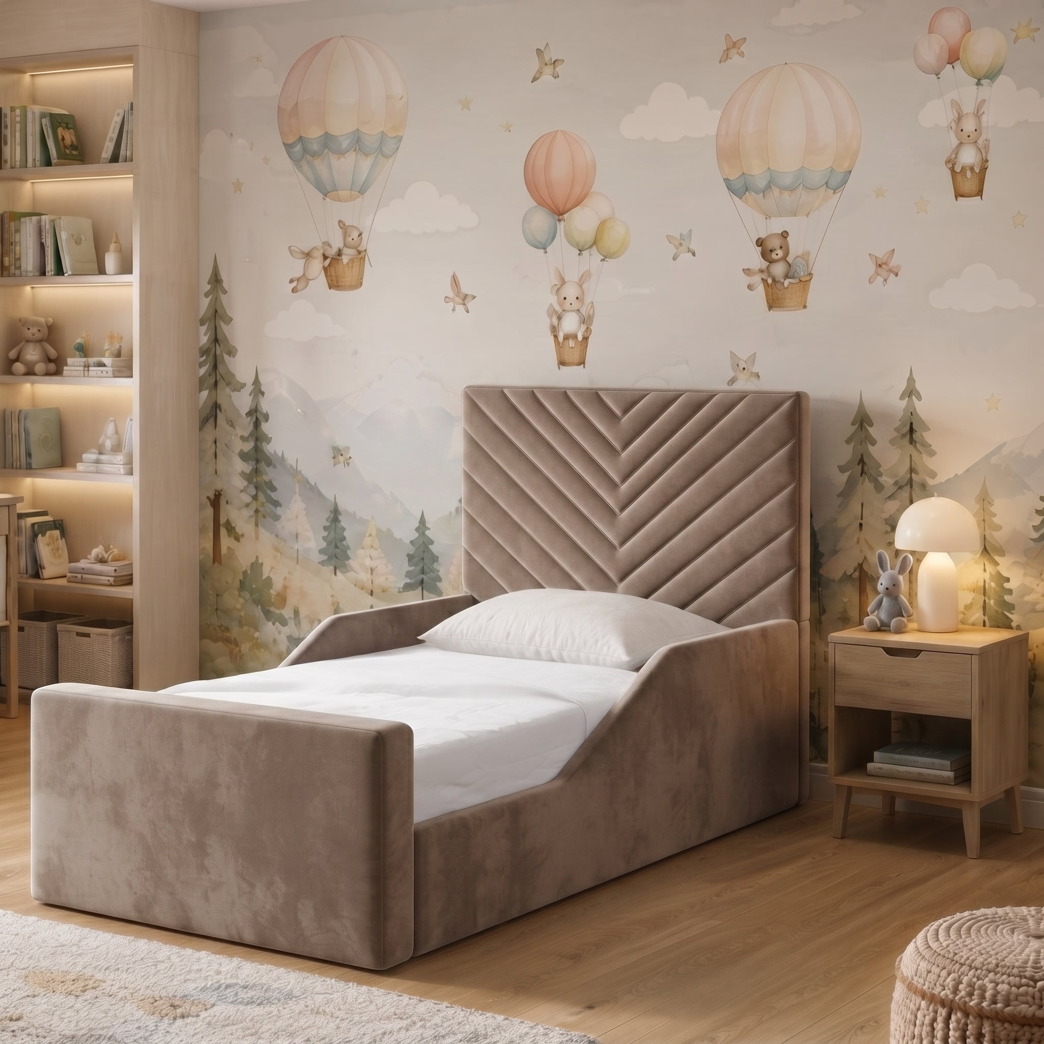 Chevron Panel Upholstered Kids Bed