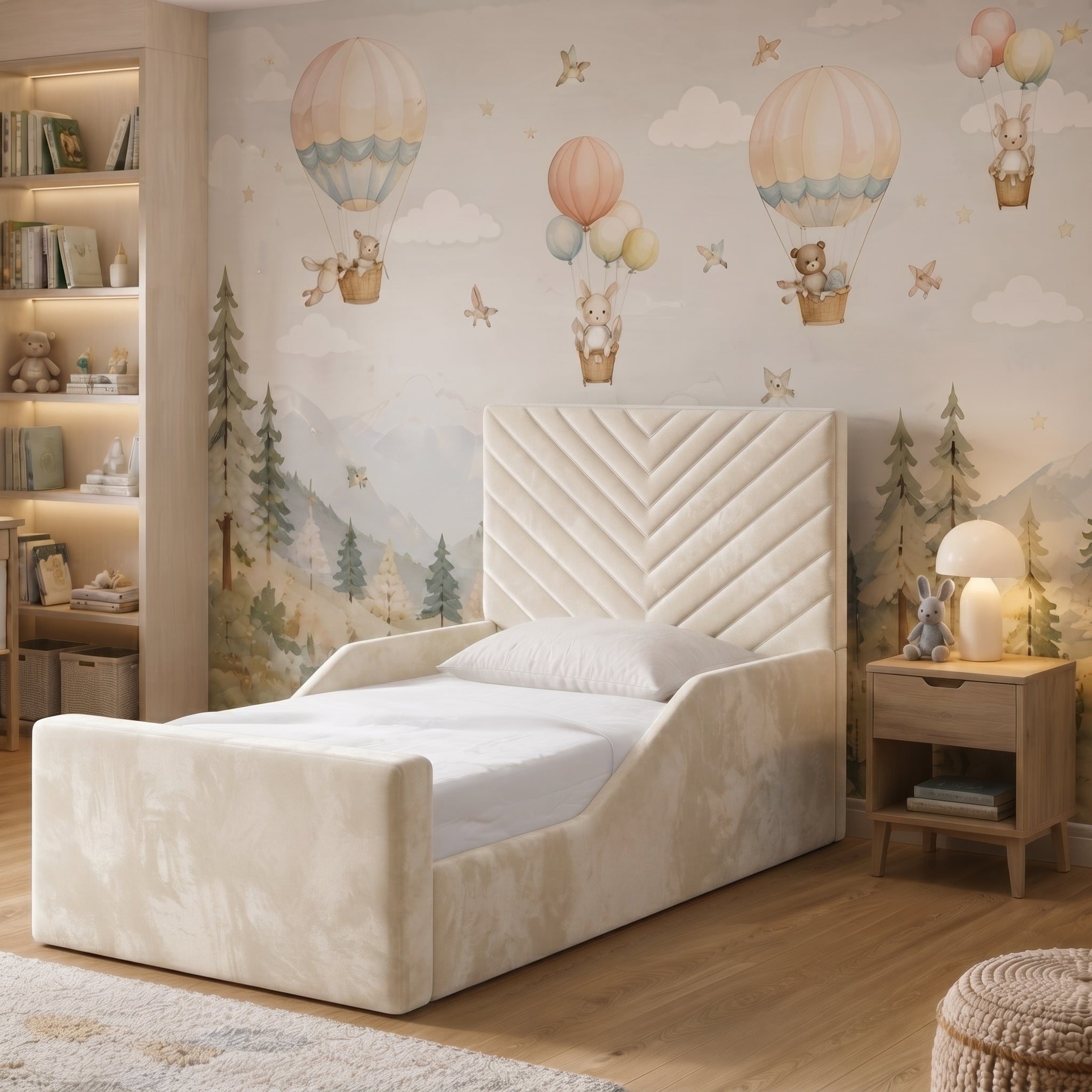Chevron Panel Upholstered Kids Bed