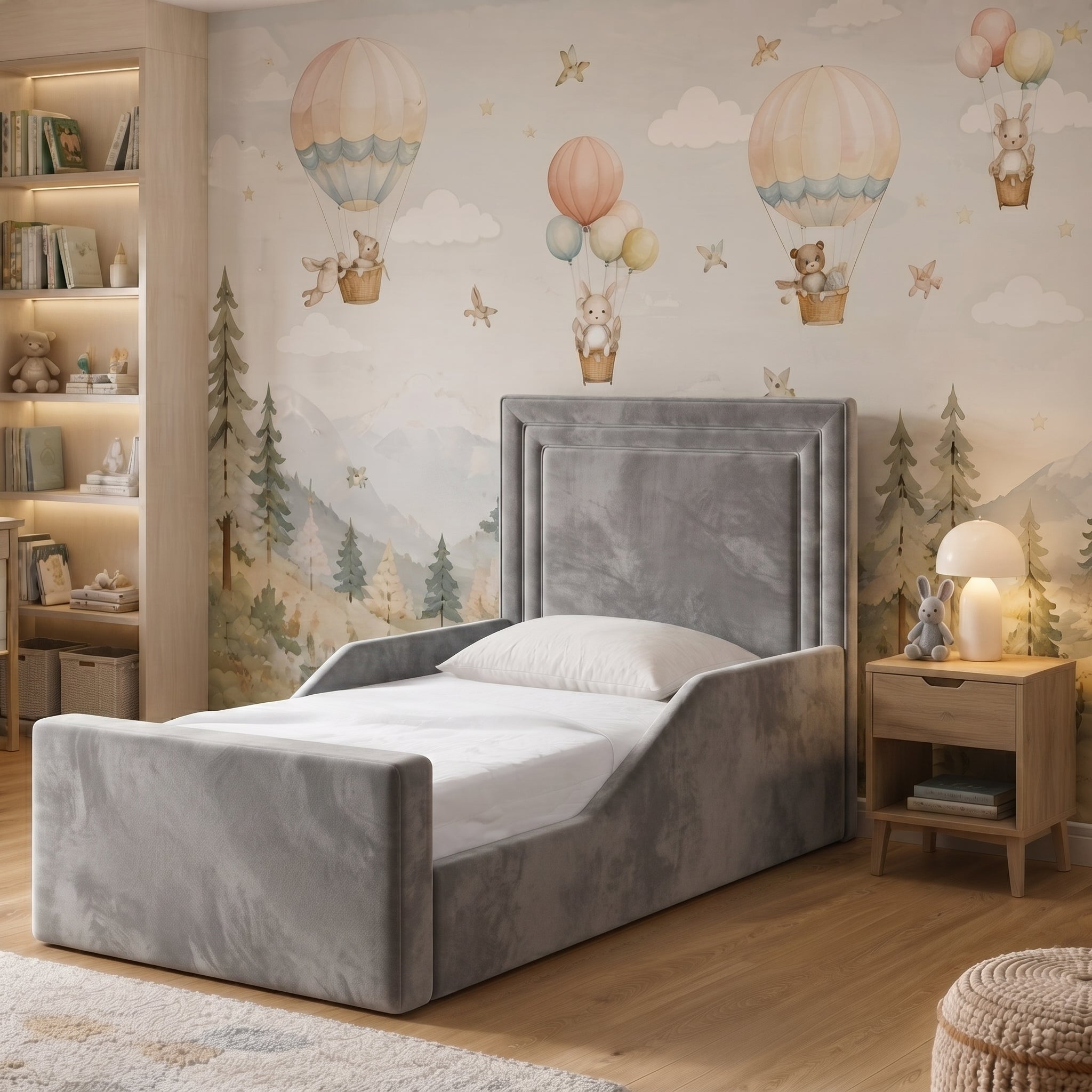 Framed Panel Upholstered Kids Bed