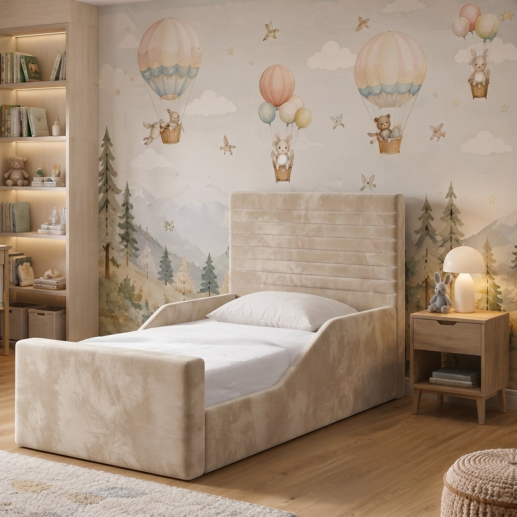 Horizontal Channelled Upholstered Kids Bed