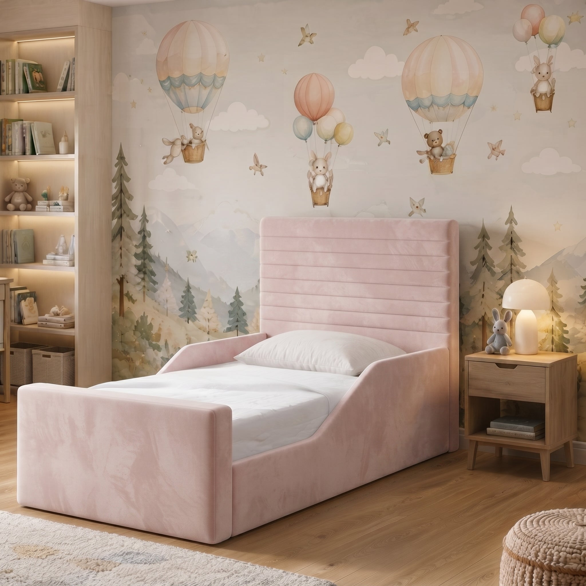 Horizontal Channelled Upholstered Kids Bed
