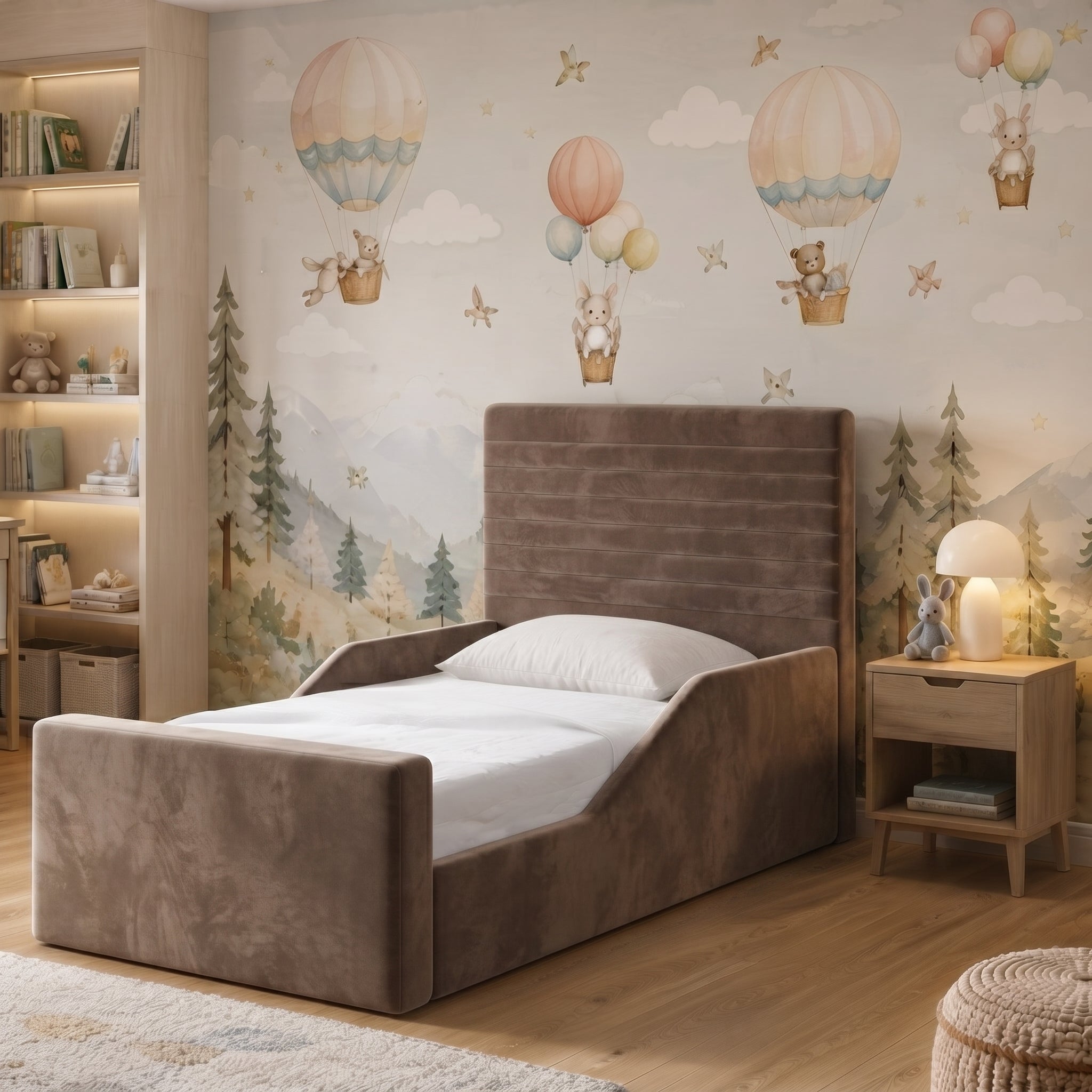 Horizontal Channelled Upholstered Kids Bed