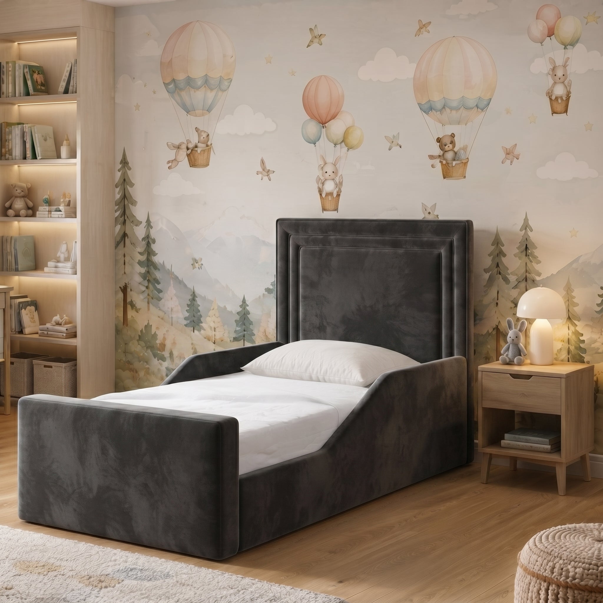 Framed Panel Upholstered Kids Bed