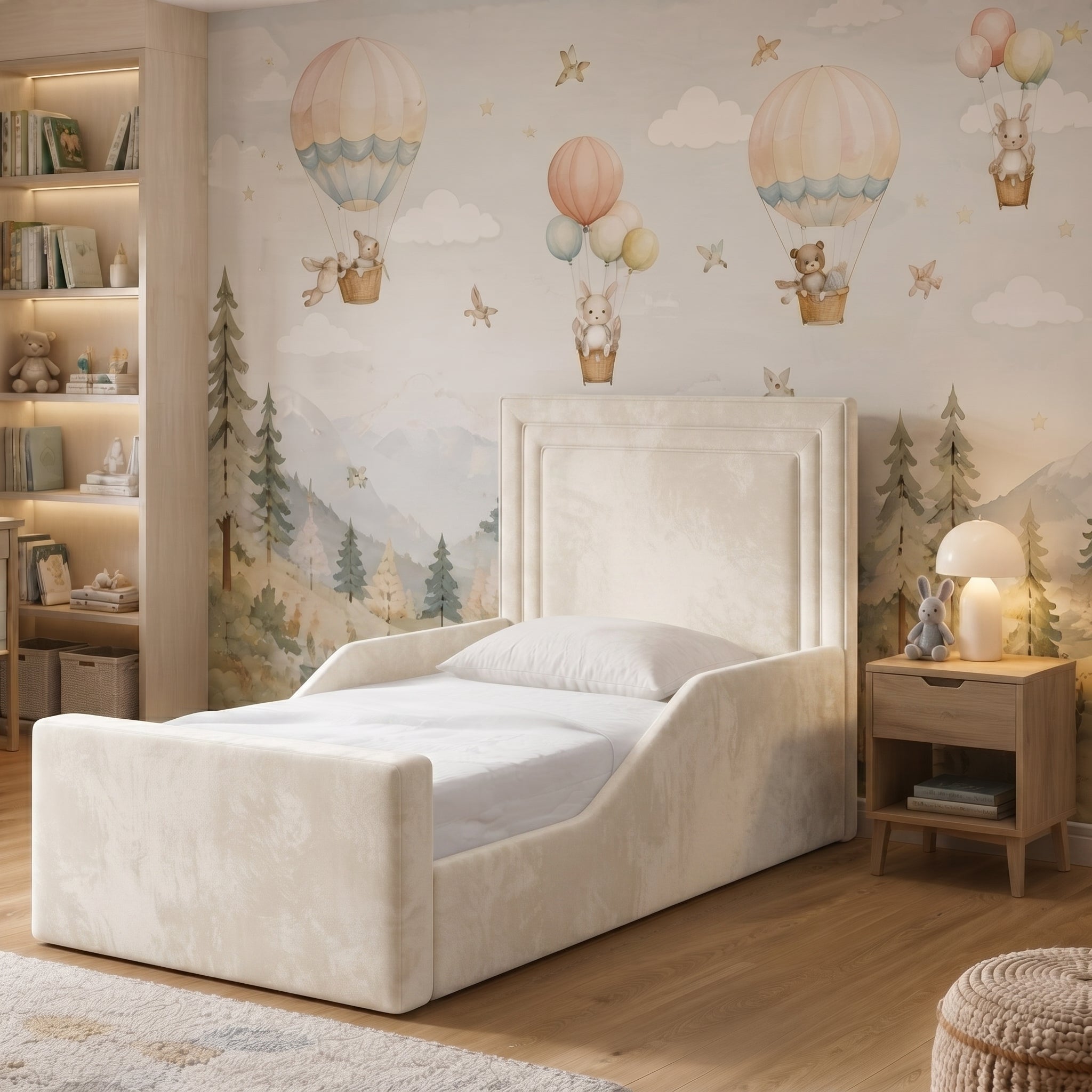 Framed Panel Upholstered Kids Bed