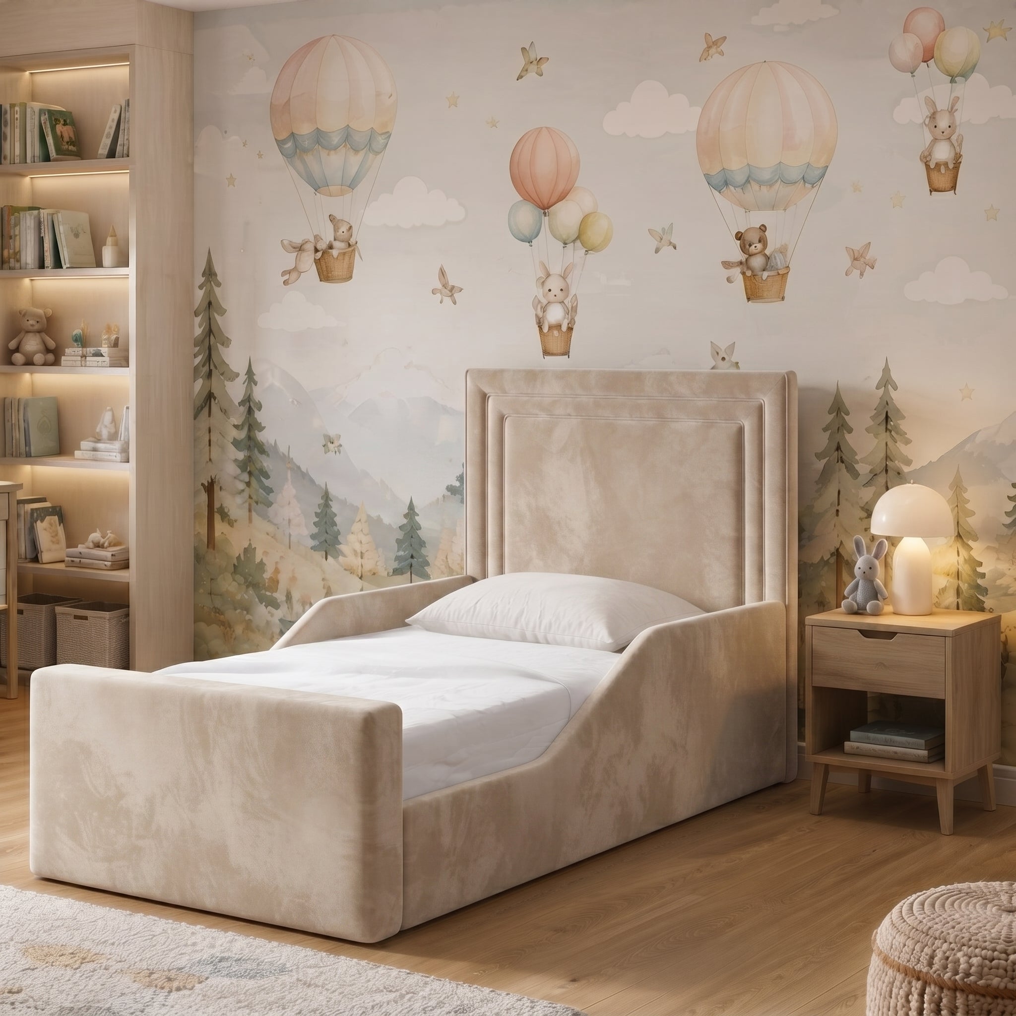 Framed Panel Upholstered Kids Bed
