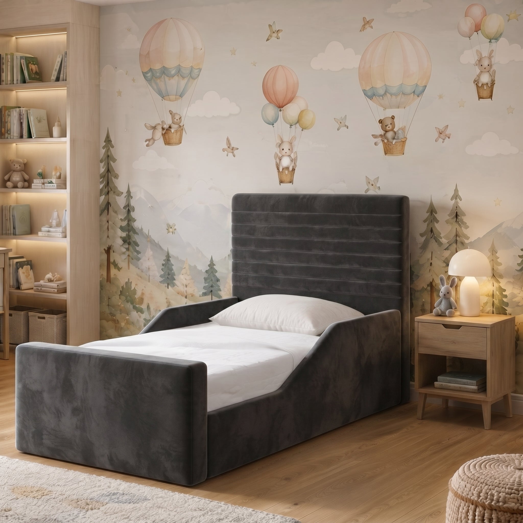 Horizontal Channelled Upholstered Kids Bed