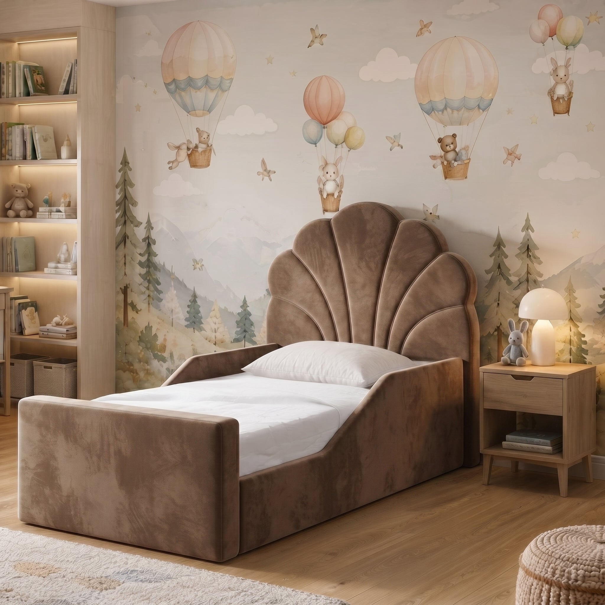 Scalloped Upholstered Kids Bed