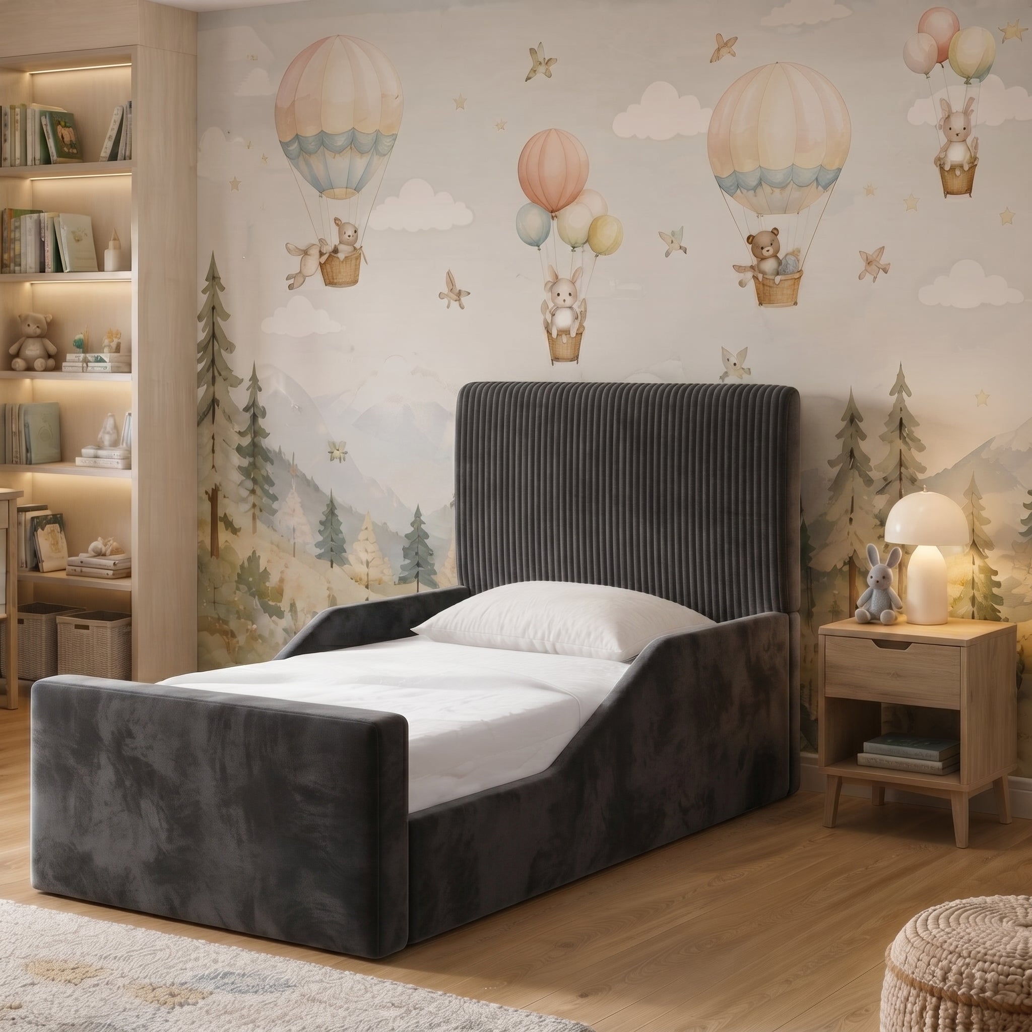 Vertical Fluted Upholstered Kids Bed - Image 9