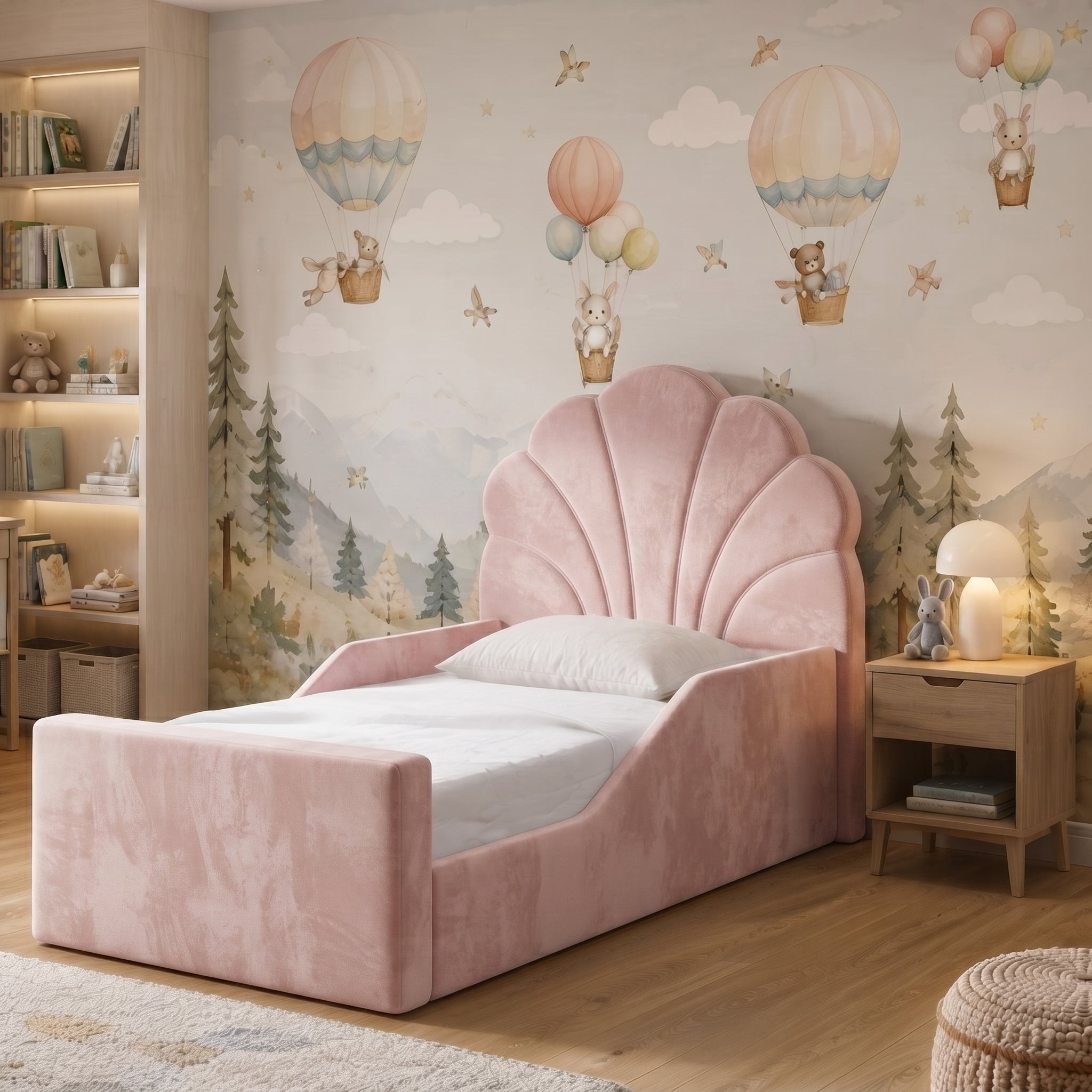 Scalloped Upholstered Kids Bed