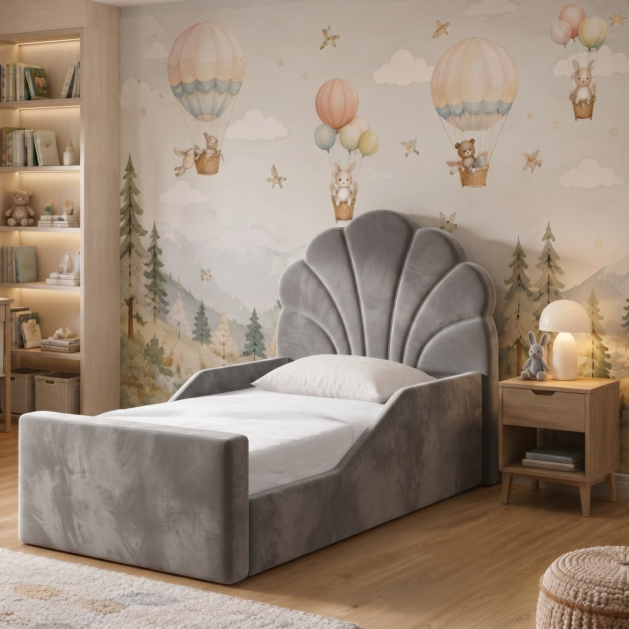 Scalloped Upholstered Kids Bed