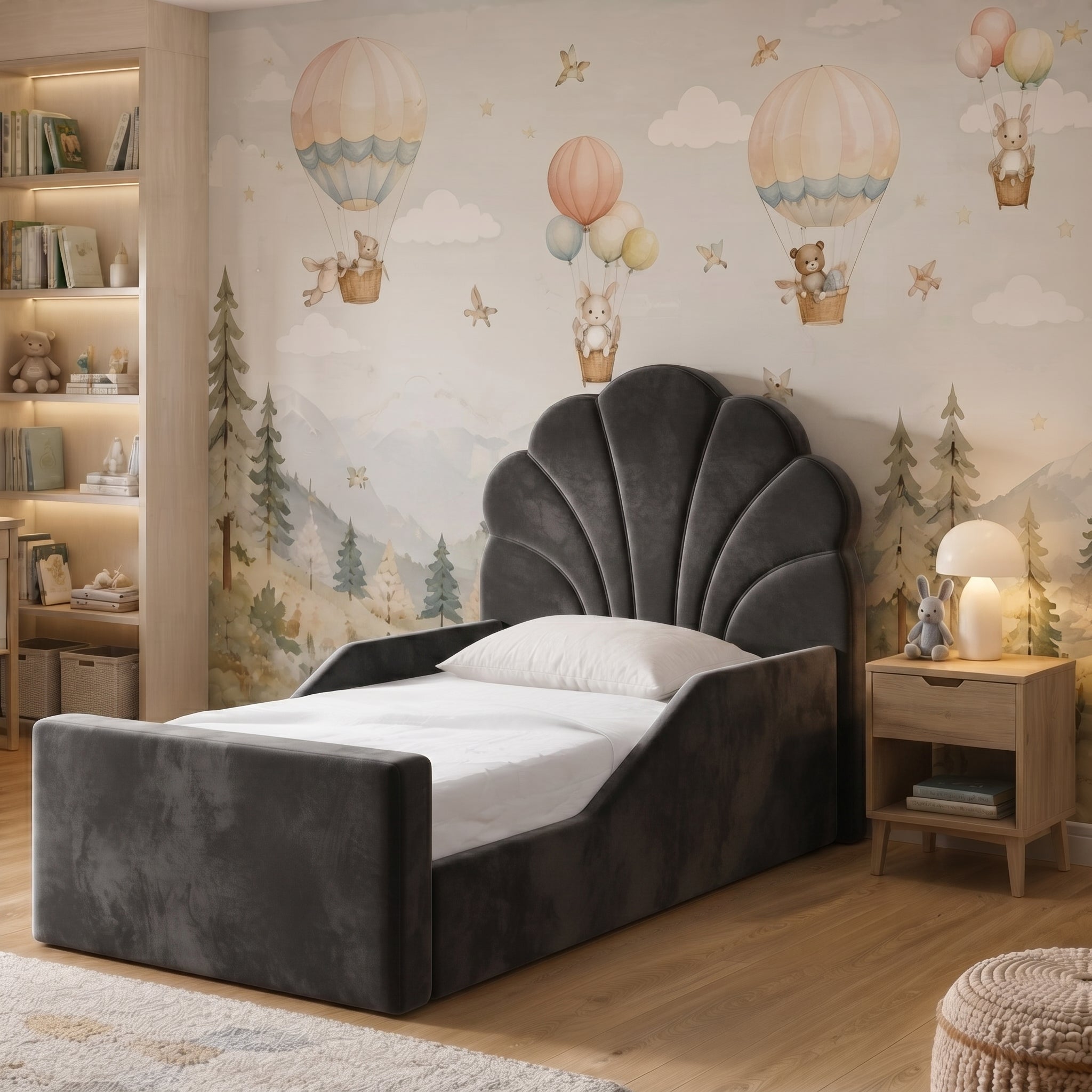 Scalloped Upholstered Kids Bed