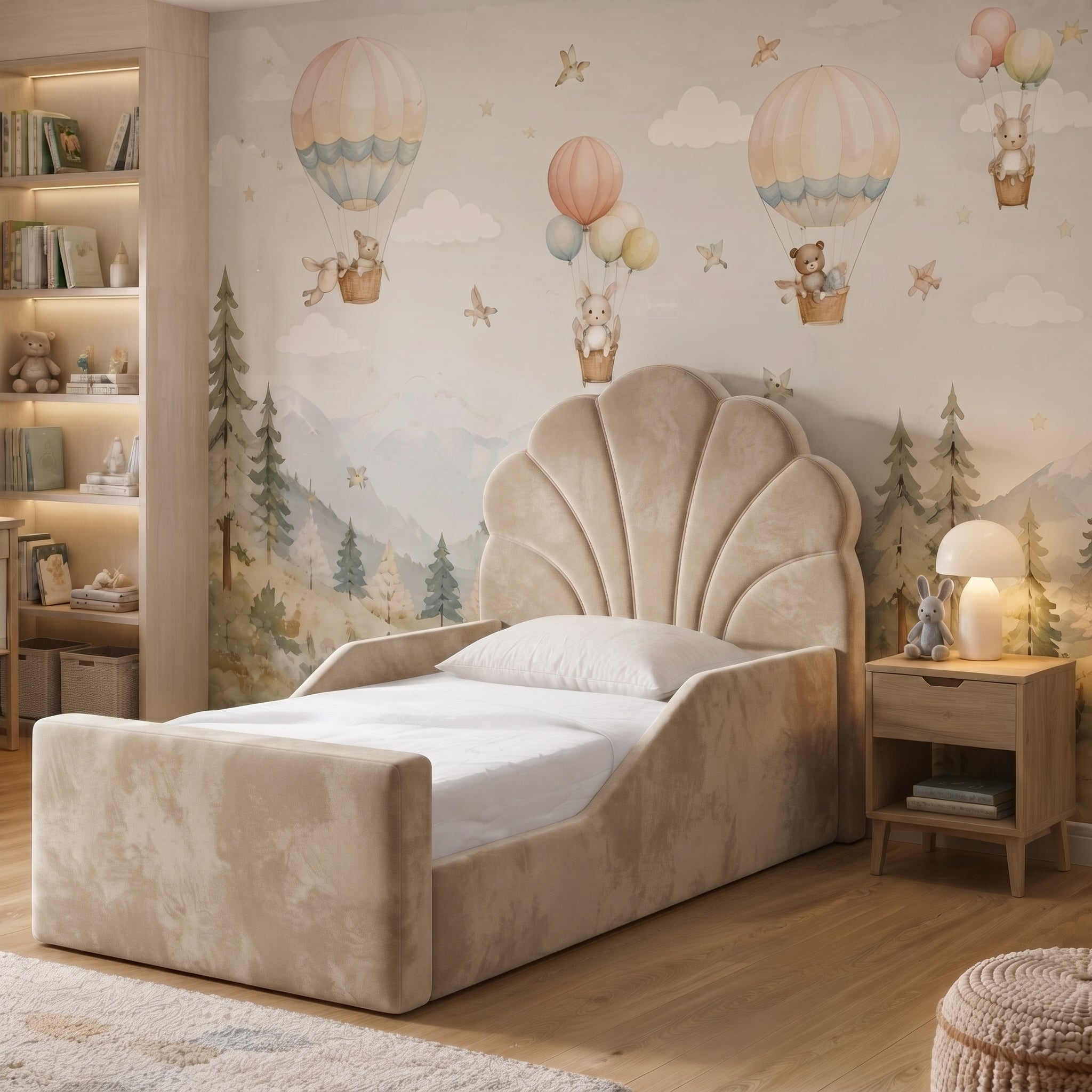Scalloped Upholstered Kids Bed