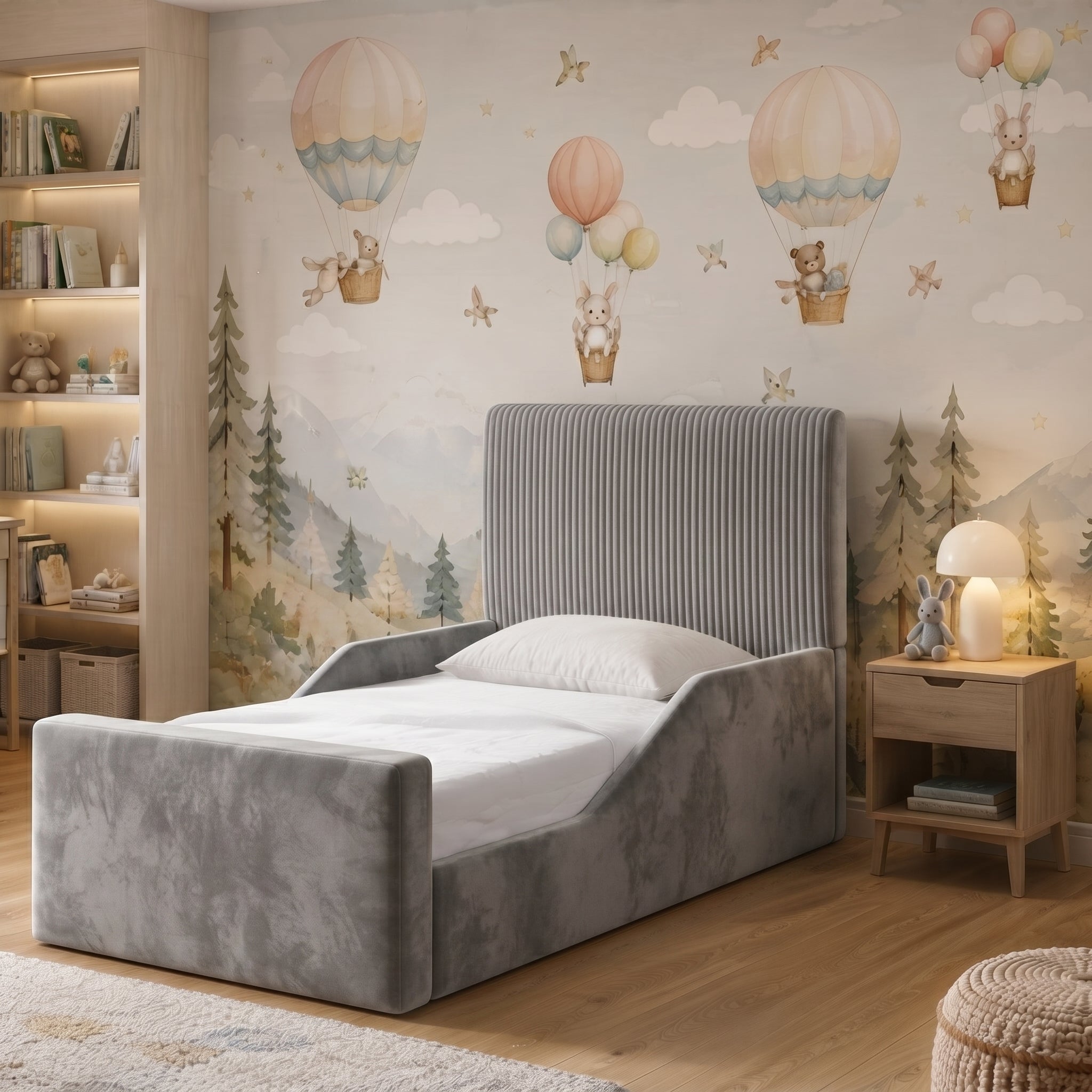Vertical Fluted Upholstered Kids Bed