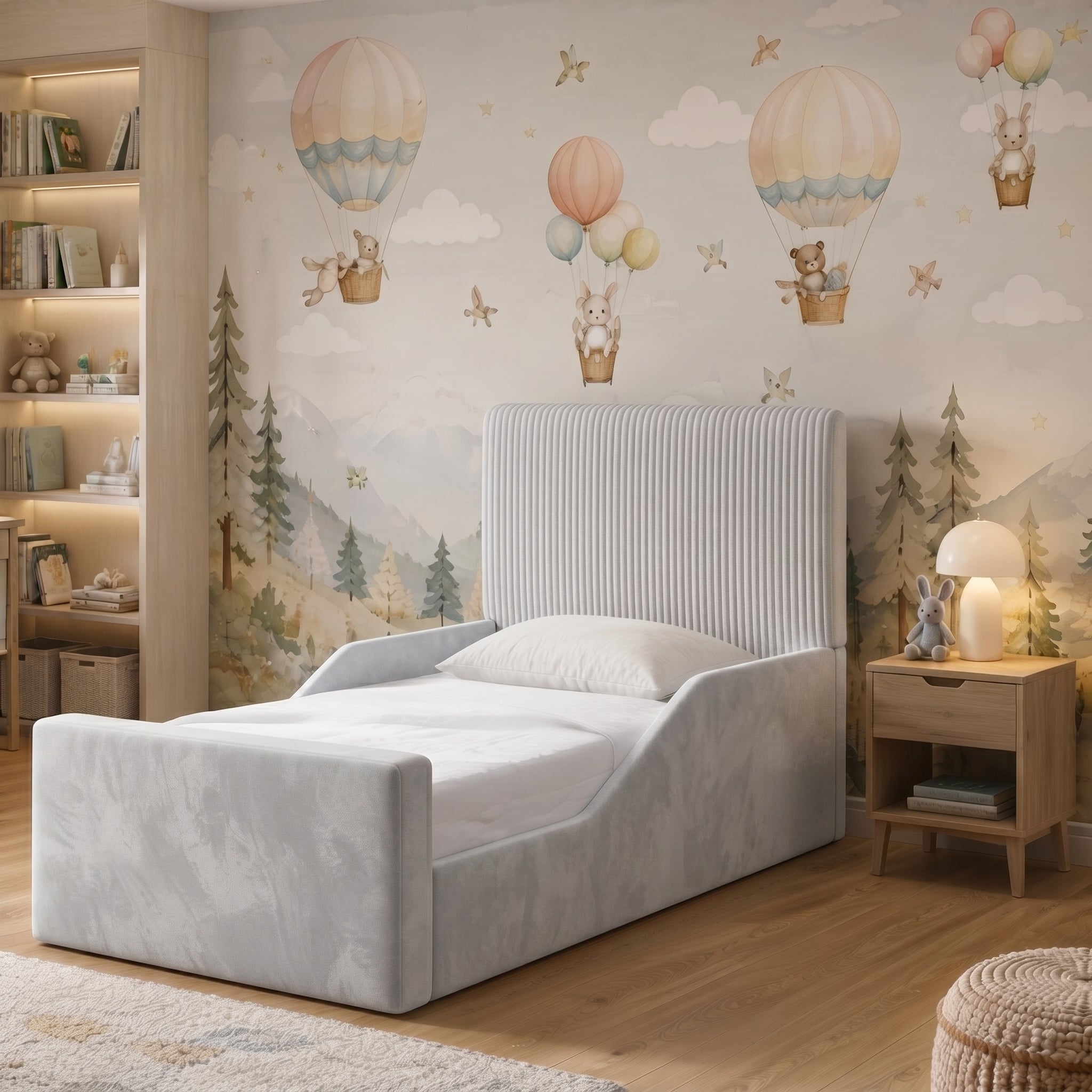 Vertical Fluted Upholstered Kids Bed - Image 1