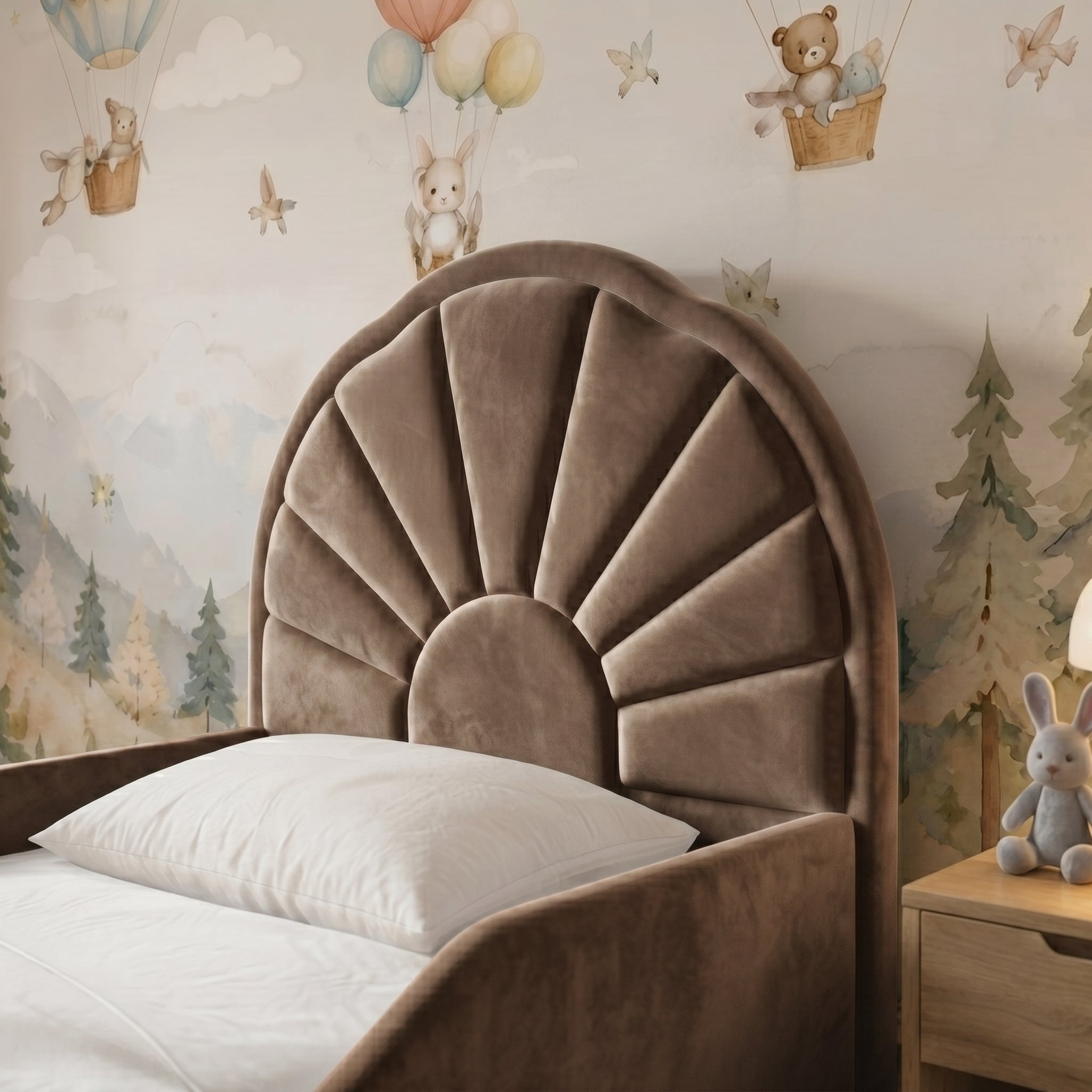 Scalloped Fan Panel Upholstered Kids Bed - Image 2