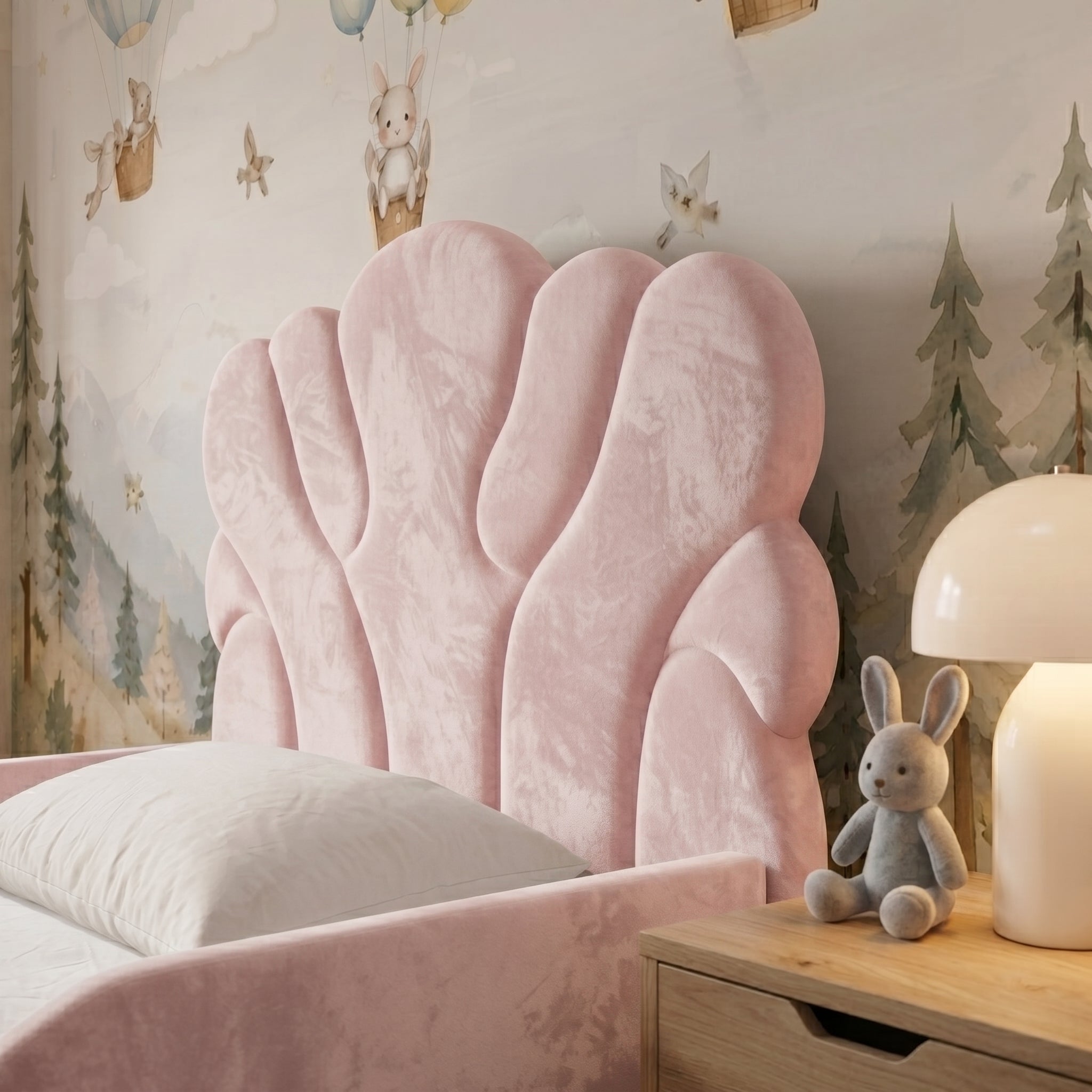 Scalloped Shell Panel Upholstered Kids Bed