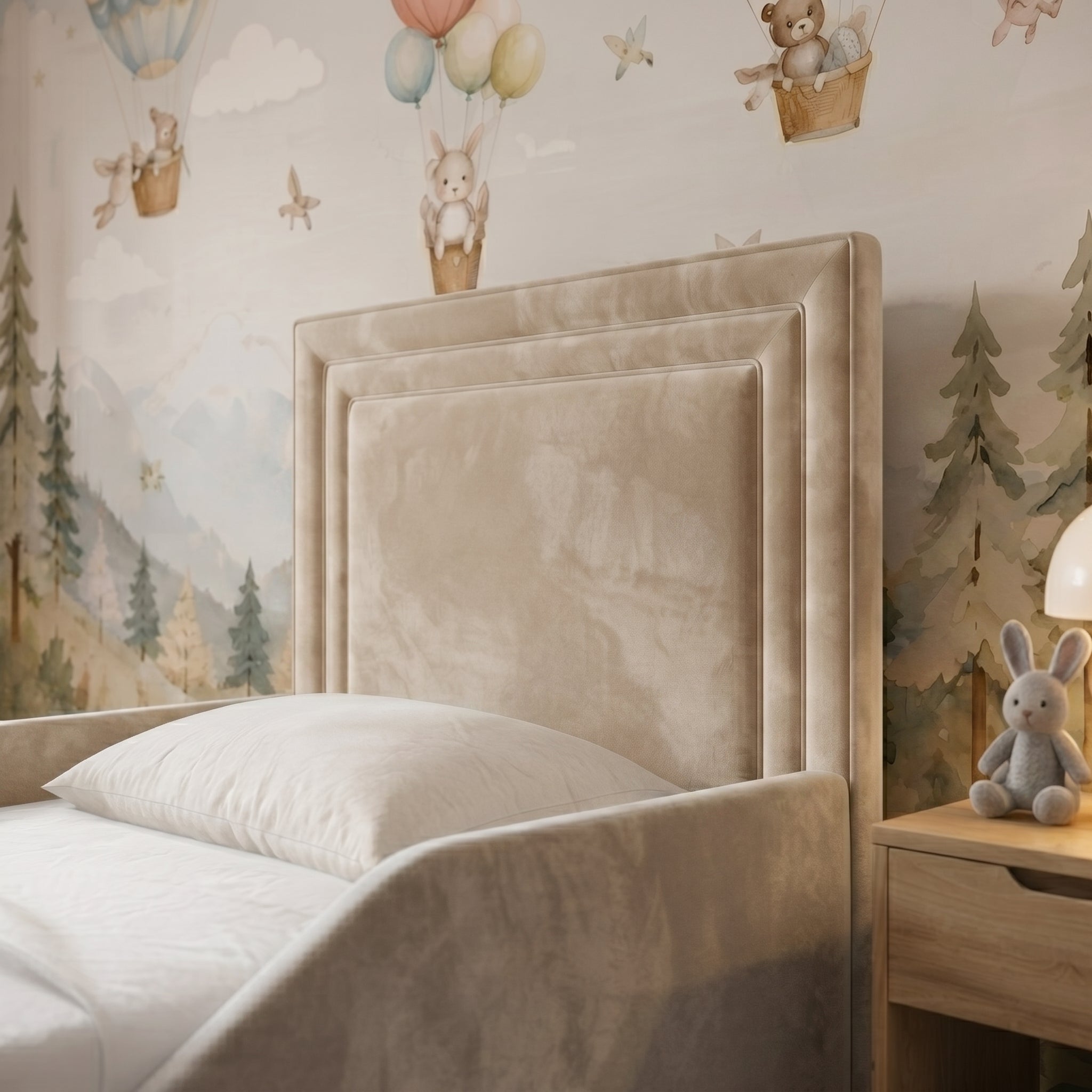 Framed Panel Upholstered Kids Bed