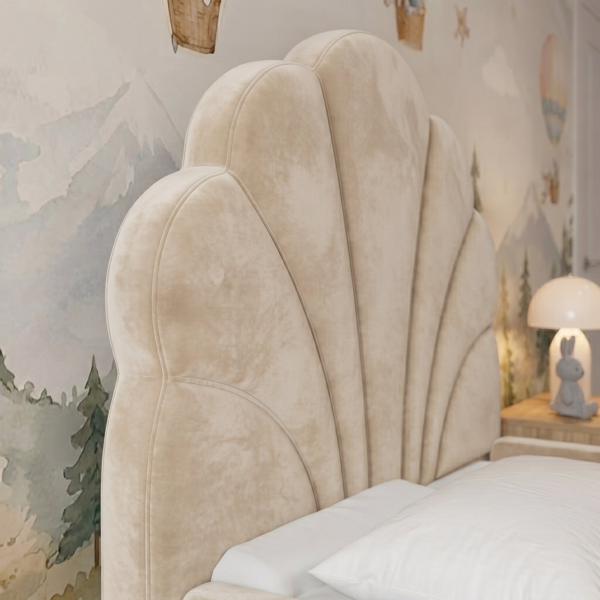 Scalloped Upholstered Kids Bed