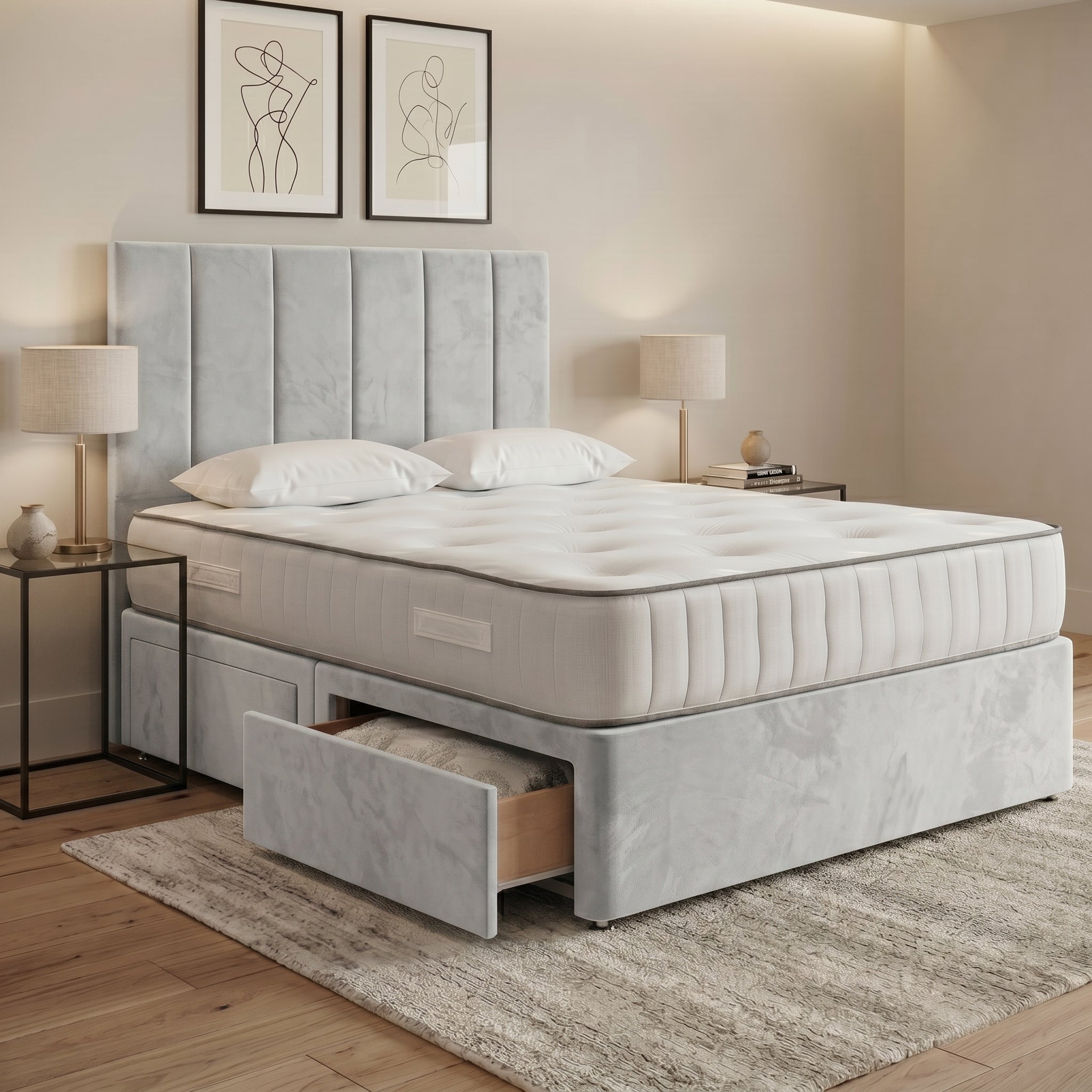 Luxury Panelled Divan Bed with Storage