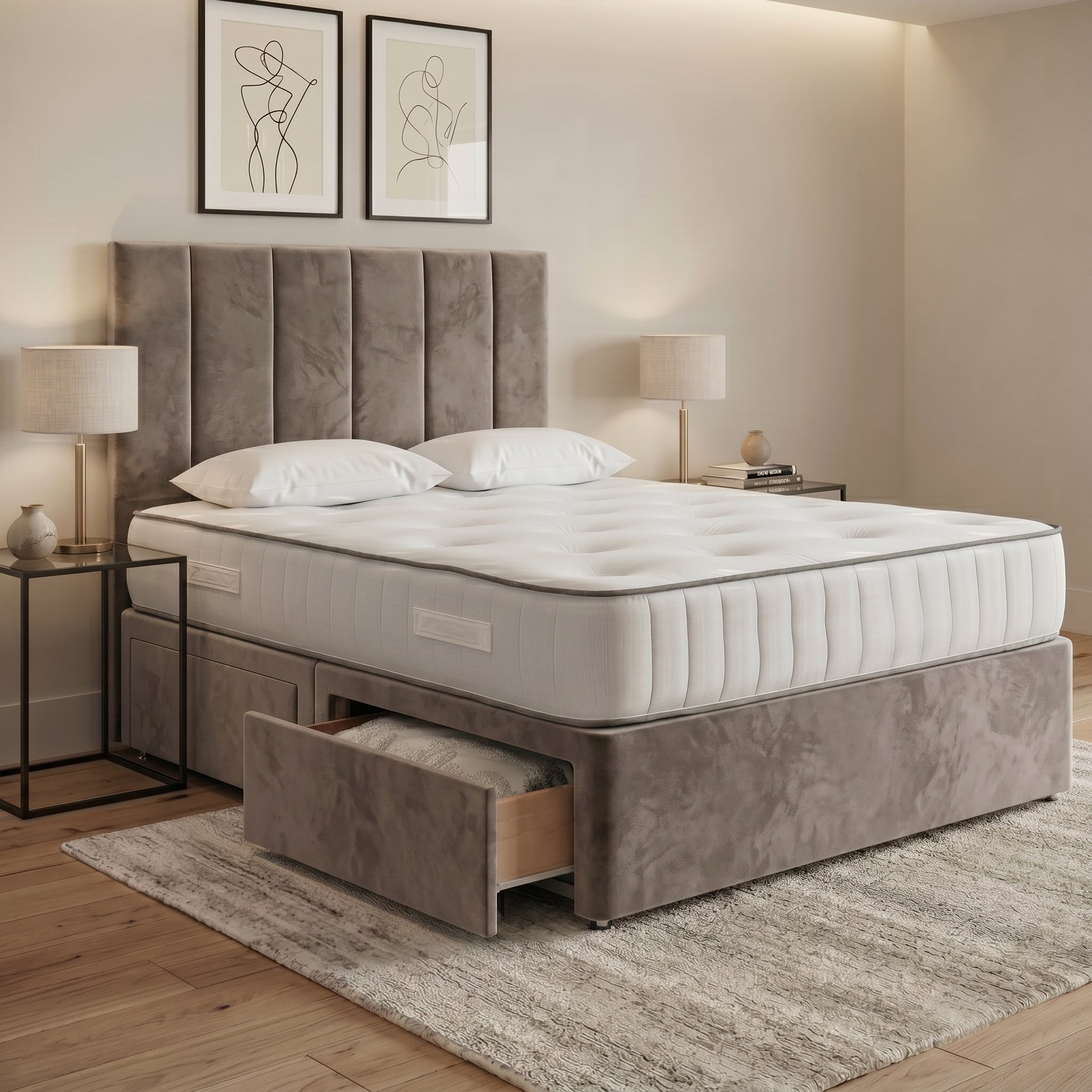 Luxury Panelled Divan Bed with Storage