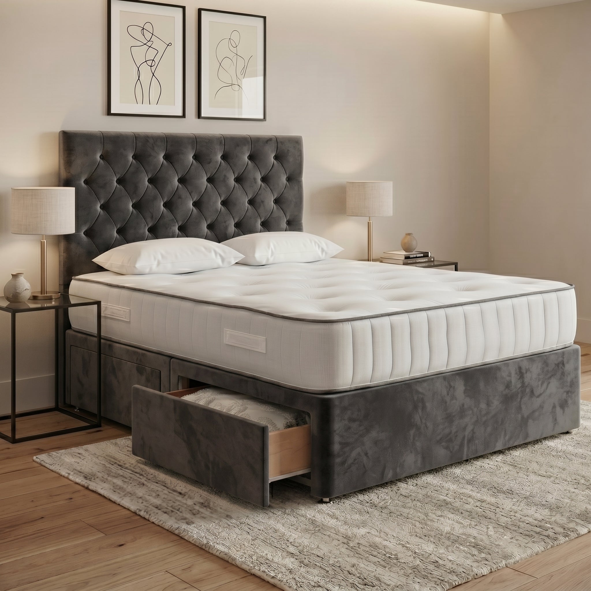 Luxury Chesterfield Divan Bed with Storage
