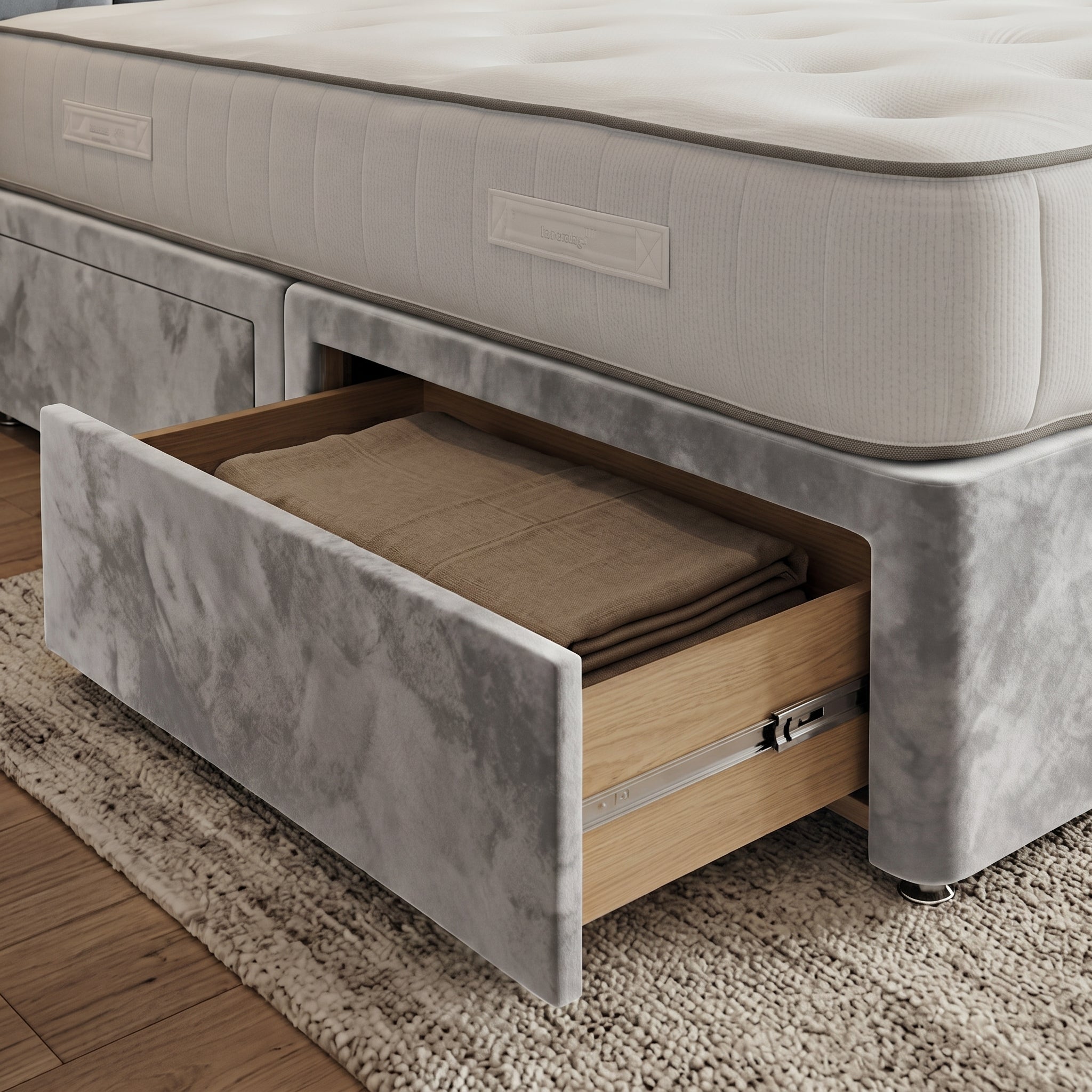 Luxury Horizontal Panelled Divan Bed with Storage - Image 2