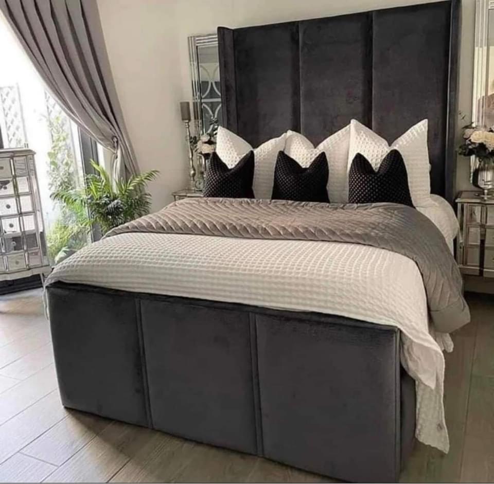 Mayfair Wing 2 Line Upholstered Bed Frame – Single, Double, King & Super King - Image 4