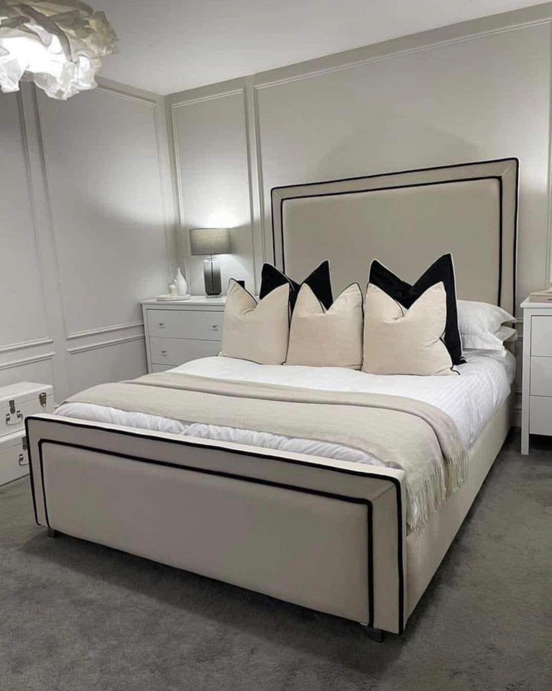 Black Piping Upholstered Bed Frame – Single, Double, King & Super King - Image 5