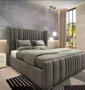 Luxury Mini Line Wings Bed by Sleepbeds featuring a modern design with a padded headboard and sleek frame for a stylish bedroom look.