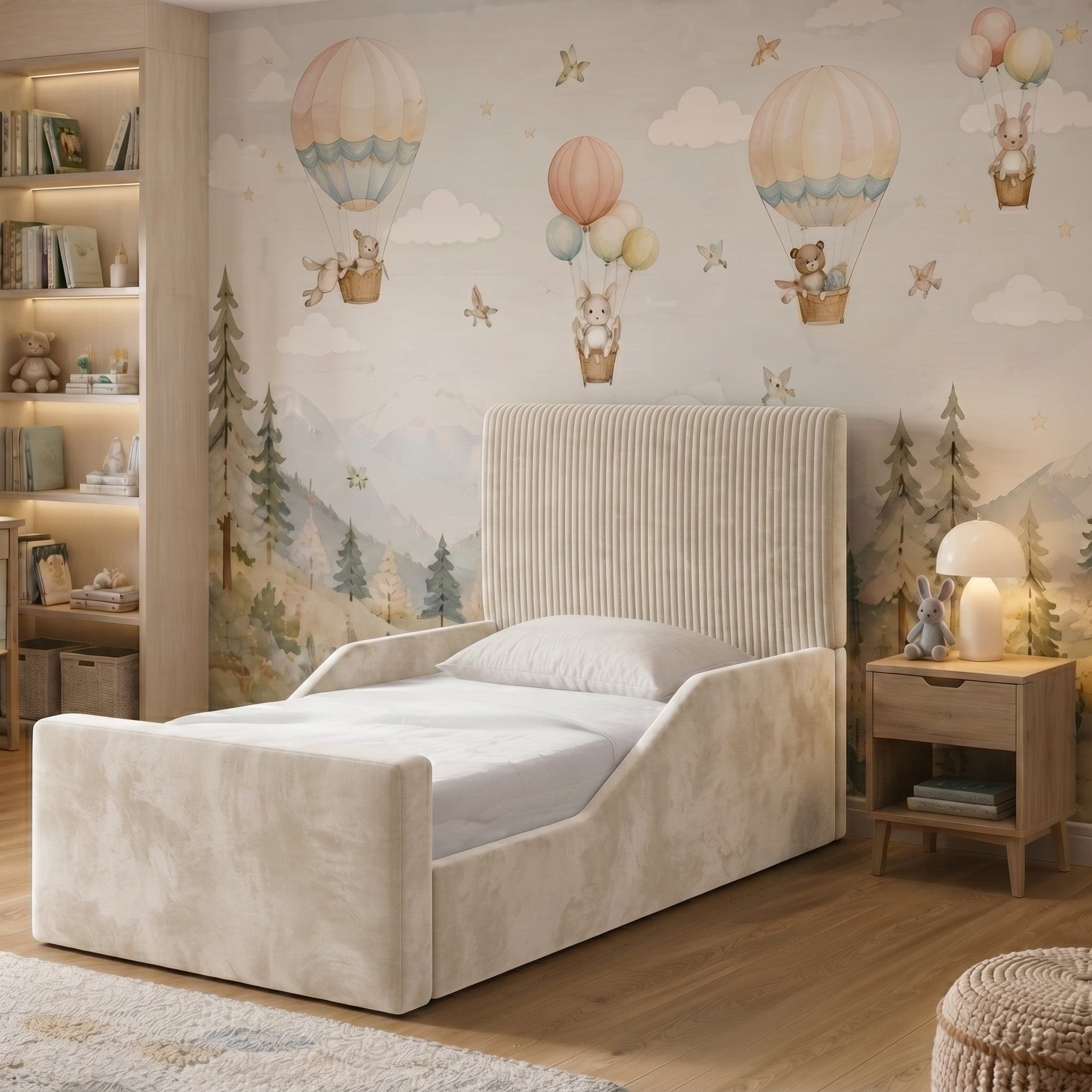 Vertical Fluted Upholstered Kids Bed