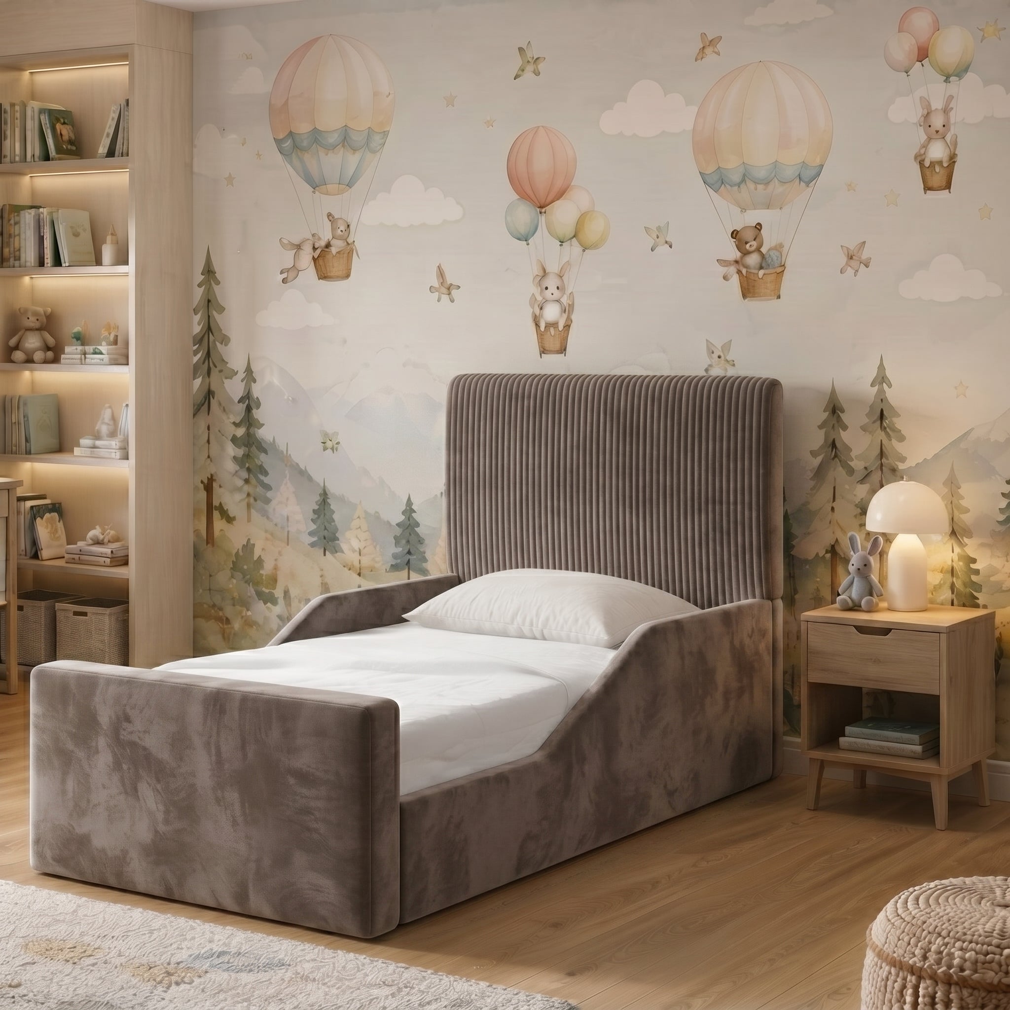 Vertical Fluted Upholstered Kids Bed - Image 4