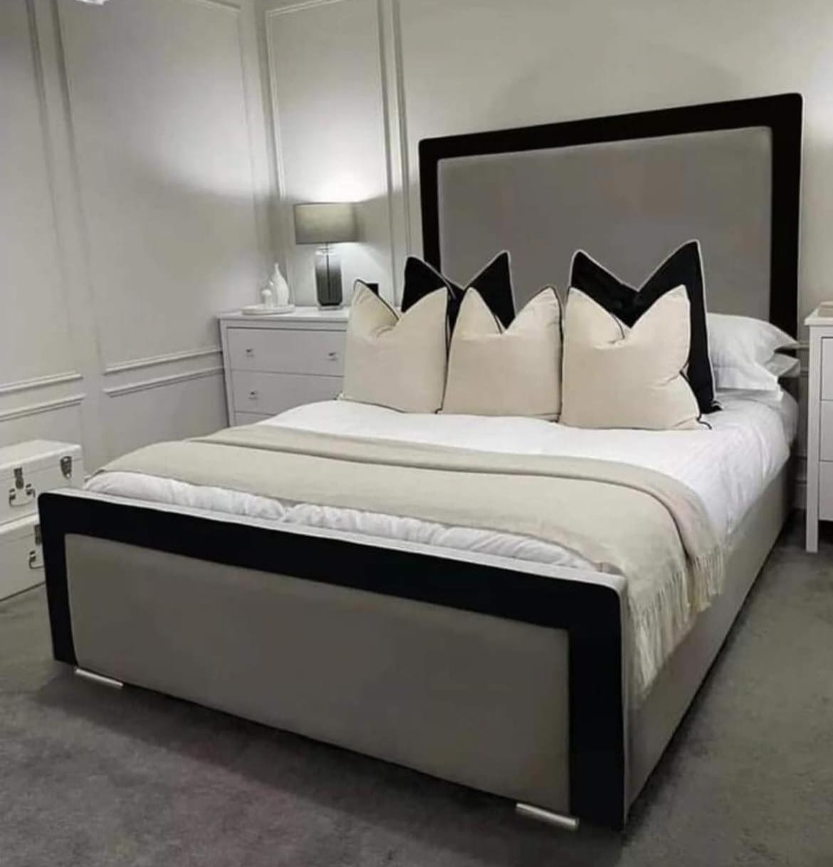 Black Bumper Upholstered Bed Frame – Single, Double, King & Super King - Image 2