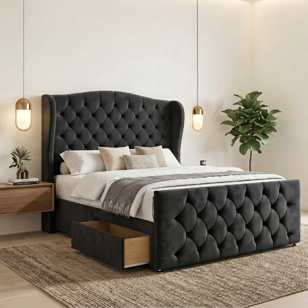 Luxury Chesterfield Wingback Divan Bed with Storage