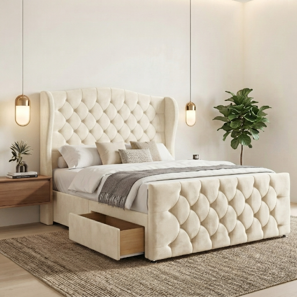 Luxury Chesterfield Wingback Divan Bed with Storage
