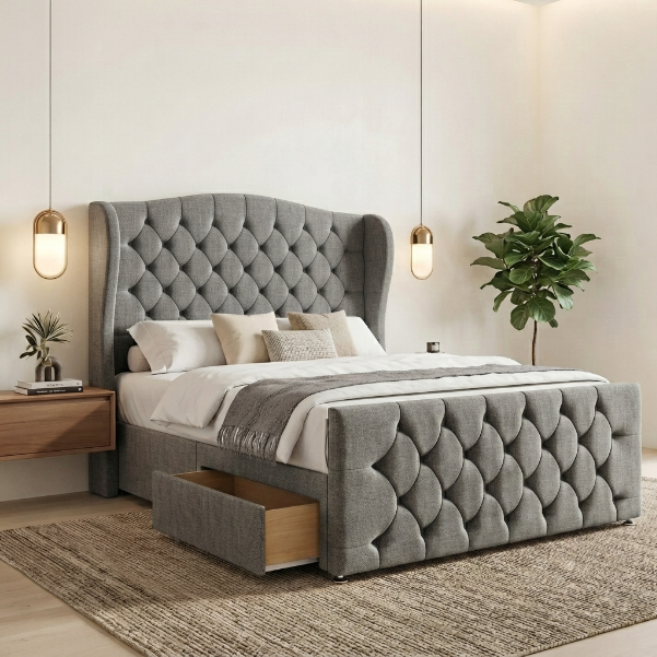 Luxury Chesterfield Wingback Divan Bed with Storage