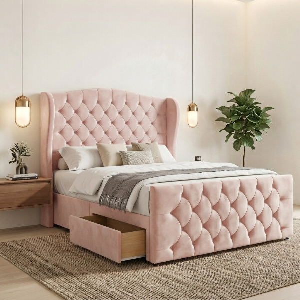 Luxury Chesterfield Wingback Divan Bed with Storage