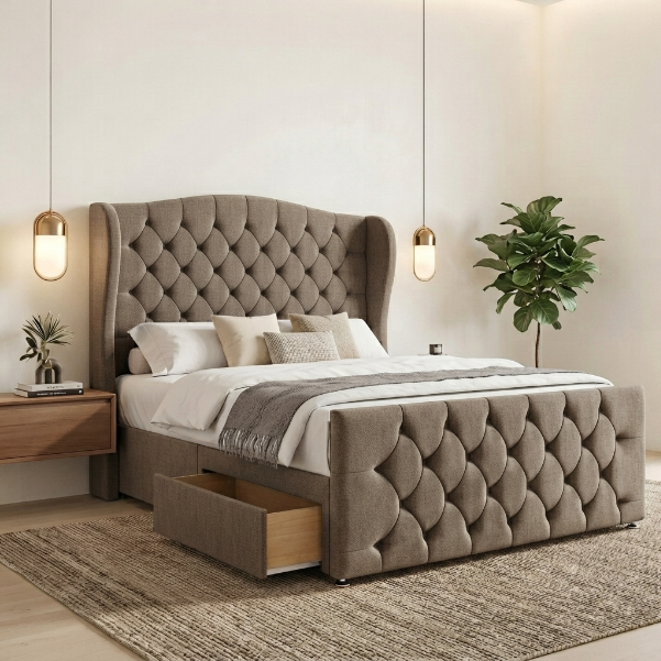 Luxury Chesterfield Wingback Divan Bed with Storage