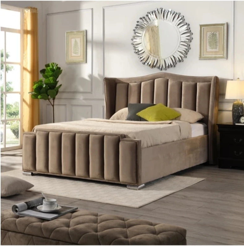 Eric Upholstered Wing Bed Frame – Single, Double, King & Super King - Image 2